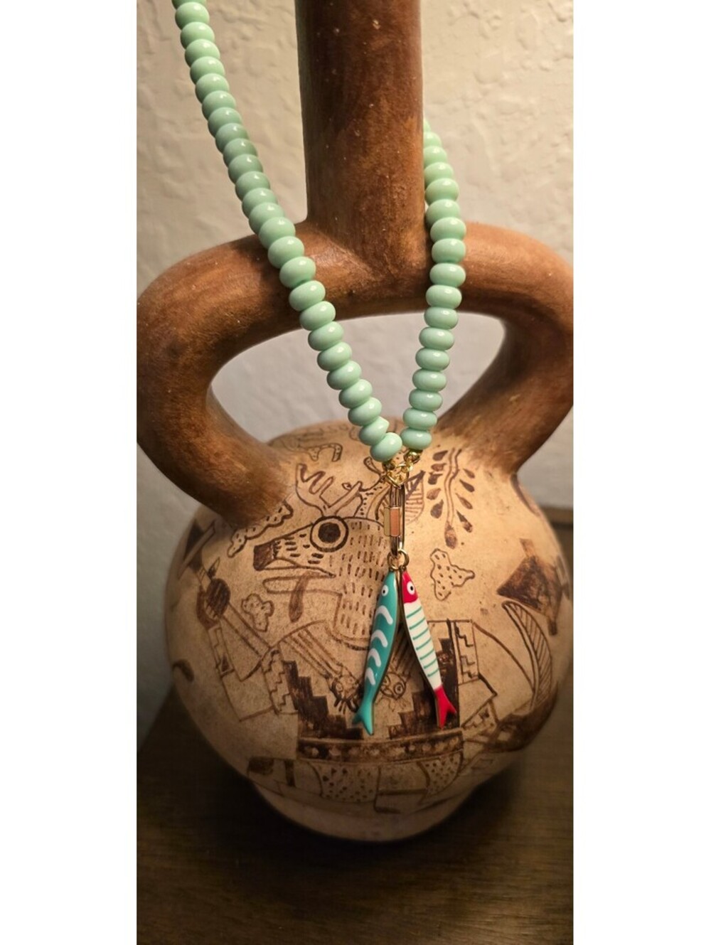 Beaded Necklace with Colorful Fish Charms